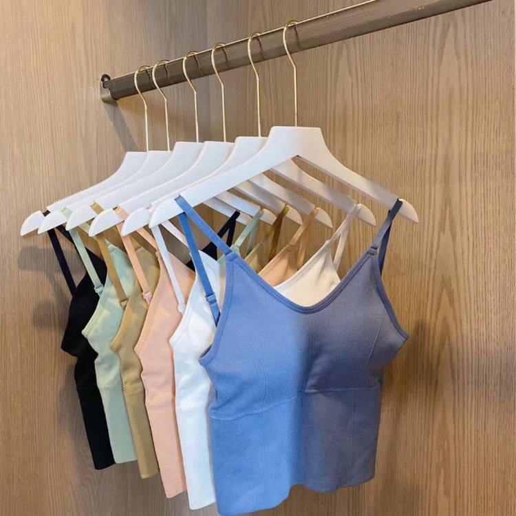 With Chest Pads, New Summer Women's Clothing, Simple Casual Short Open-button Beauty Back Sling Vest Top