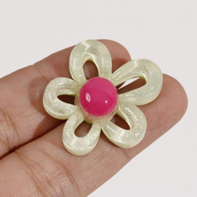 Colorful Hollow Flower Resin Crafts Cute Five-Petaled Flower Accessories Cute Hairpin Phone Cases Jewerly Decor Keychain
