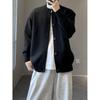 Men's Stand Collar Knitted Cardigan Sweater - Winter Trend, Loose Fit, Solid Color, Zipper Closure