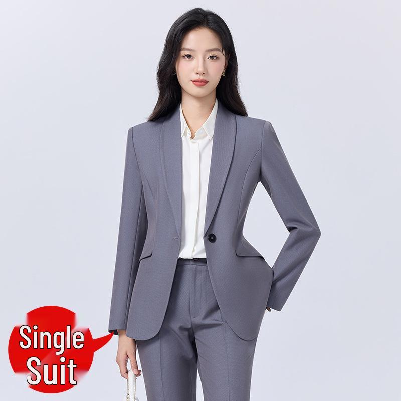 Women's Blue Suit Set for College Students: Spring/Autumn Interview & Professional Wear