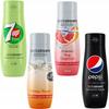 Set mit 4 SodaStream Konzentraten 7UpFREE + Orange-Mango + Grapefruit + PepsiMax