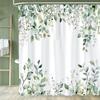 1pc Plant Leaves Shower Curtain Fresh Plants and Flowers Bathroom Contain Decoration Printed Polyester Fabric Contains 12 Hooks