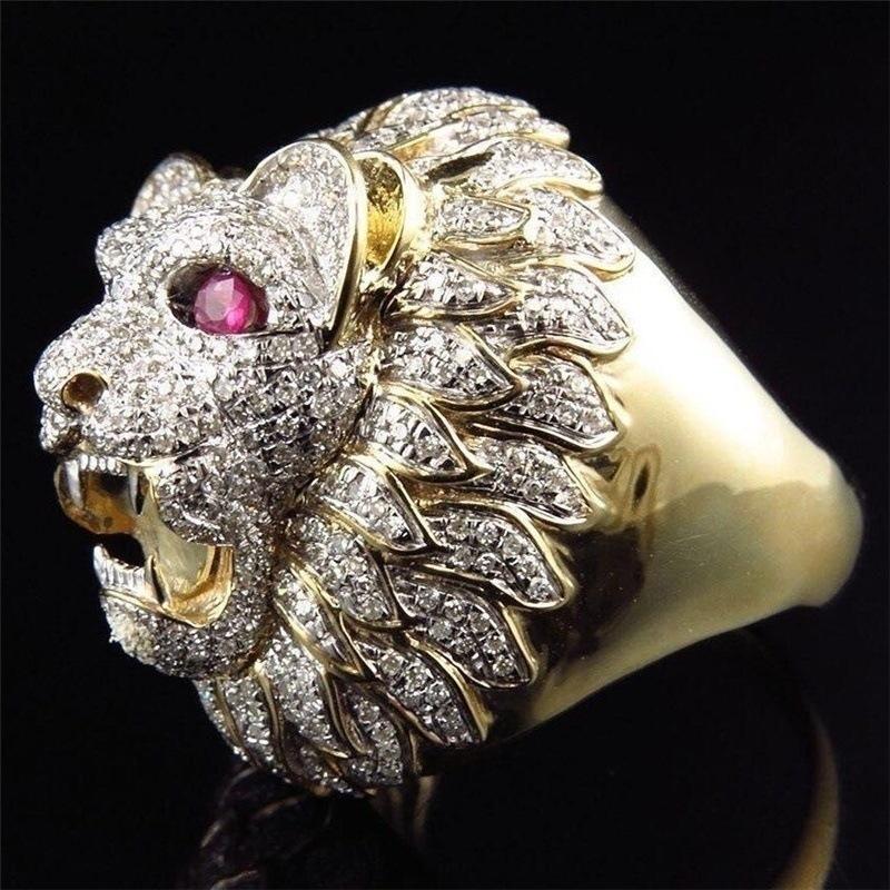 New Domineering Men's Ring Creative Lion Head Shape European and American