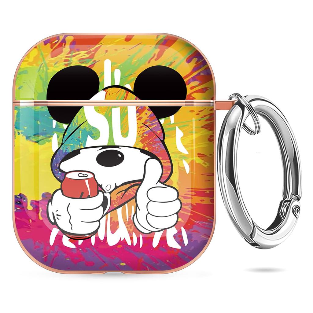 AirPods Case AirPods Cover Cute Stylish Character AirPods Case with Carabiner Compatible with Wireless Charging Shockproof Scratch AirPods 1st and 2nd