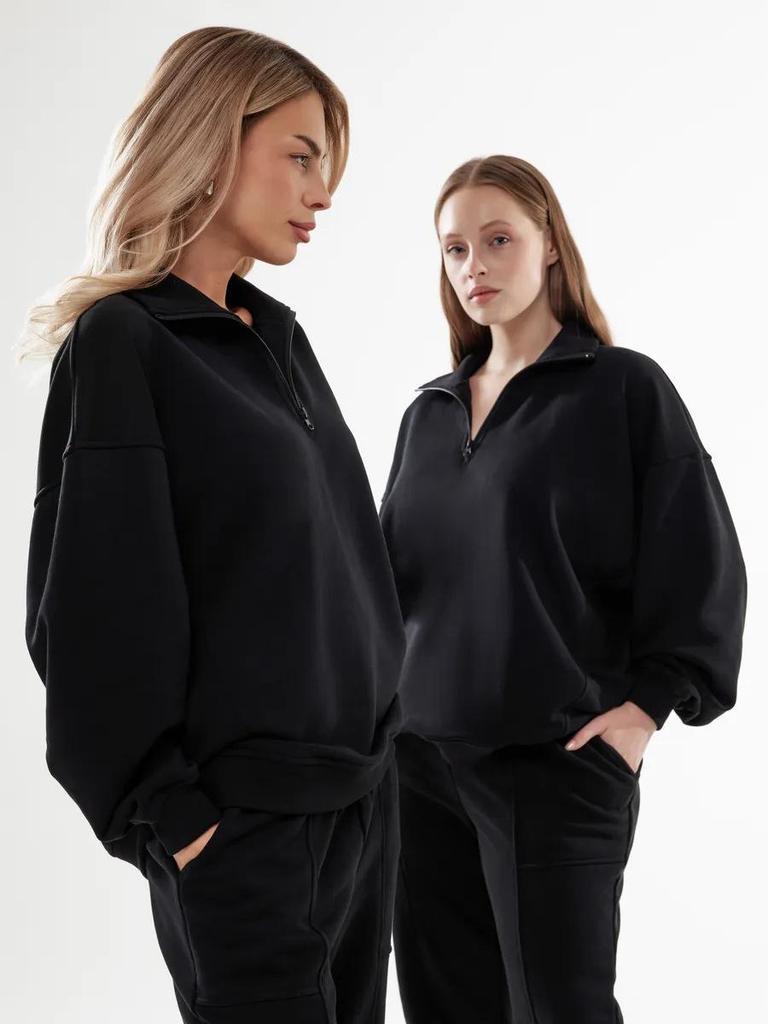 Long-Sleeve Slimming Lapel Hoodie: European & American Style, Plus Velvet, Thickened, Loose Fit, Autumn & Winter Zipper Jacket