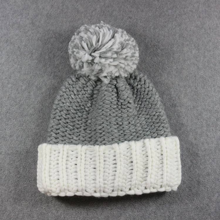 Winter versatile rough knitted with hairball knitted hat thickened warm couple wool hat unisex