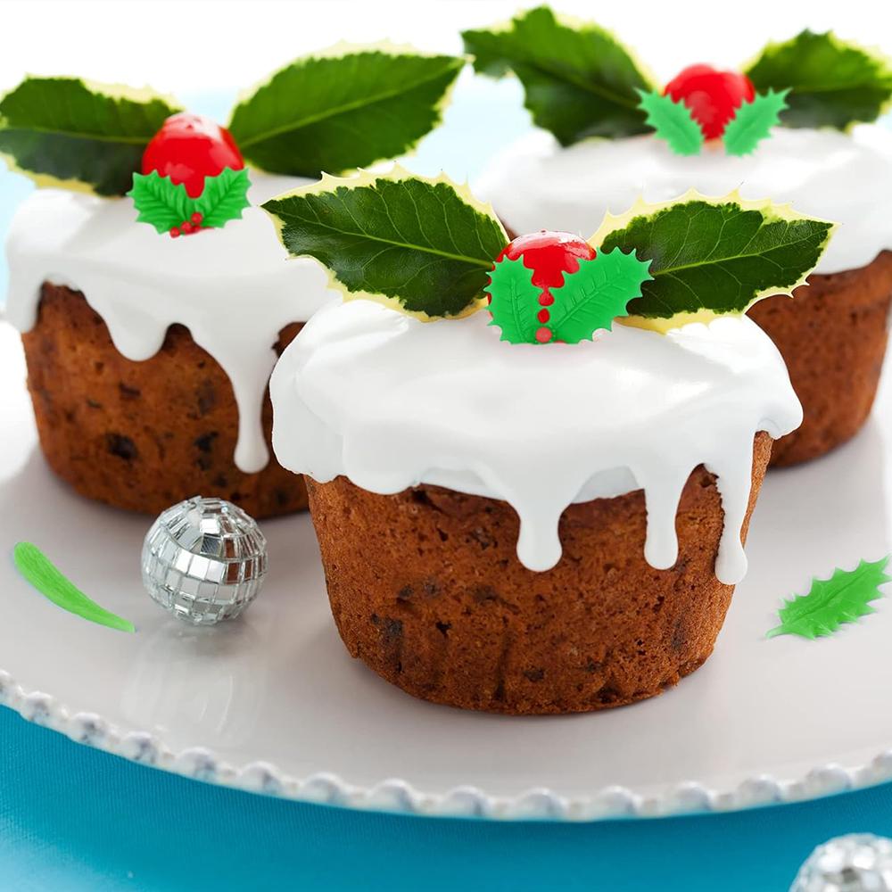 3Pcs Christmas Holly Leaves Silicone Molds Holly Leaf Fondant Chocolate Dessert Cake Decorating Baking DIY Art Crafts Making