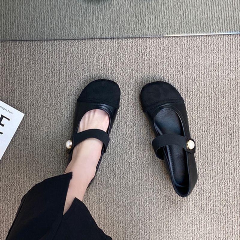 New Elegant Mary Janes Flats Shoes Women Black Buckle Strap Shallow Casual Ballet Shoes Ladies Spring Autumn Canvas Loafers