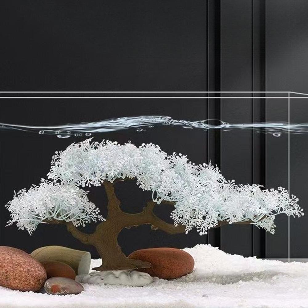 Realistic Aquarium Cherry Blossom Plastic Landscape Tree Fish Tank Ornament  Pet Accessories