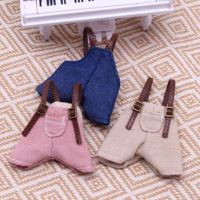 Trendy Doll Overalls With Detachable Straps Soft Cotton Outfit Easy Dress Up Toy Accessory