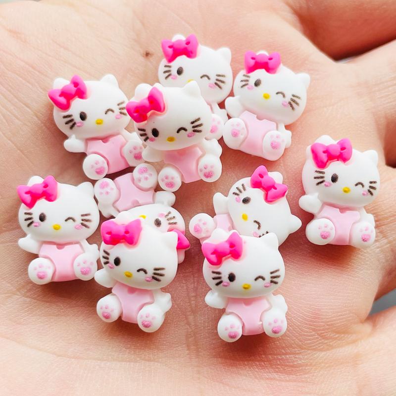 20 Pcs Cute Mini Cartoon Kitten Animal Resin Figurine Crafts Cabochon Ornament Jewelry Manicure Hairpin Making Accessories A128