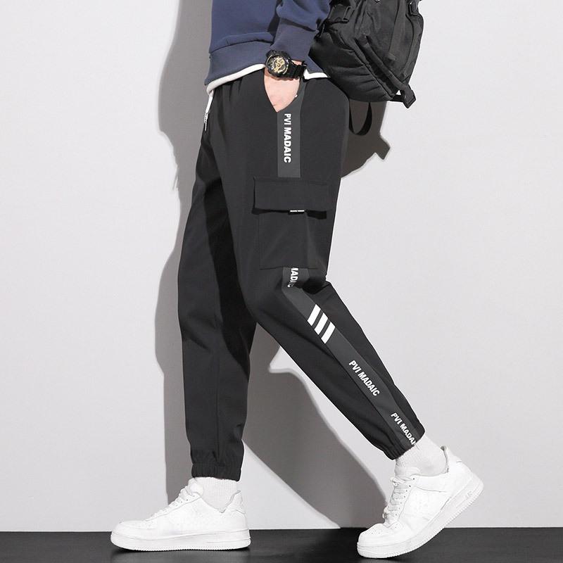 Fashion Men's Cargo Pants Multiple Pockets Letter Print Casual Trouser Streetwear Joggers Hip Hop Harem Pants Trousers Clothing