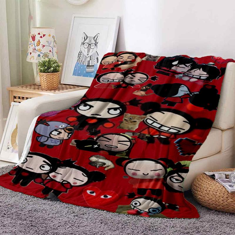 Chinese Doll P-Pucca Garu Blanket 3D Printed Cute Anime Cartoon Character Blanket Sofa Cover Blanket Air Conditioner Bed Sheet