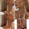 Unique Geometric Faux Pearl Pendant Earrings Stylish Chain Drop Jewelry For Women