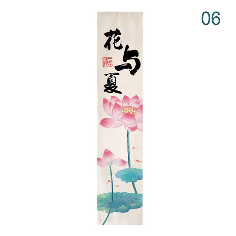 Chinese Style Banners Zen Lotus Printed Drapes Bathhouse Partition Outdoor Antique Scenery Decor Background Hanging Curtain