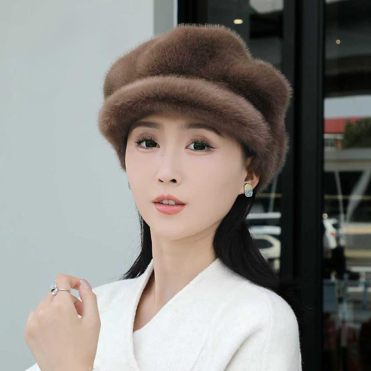 

Осінньо-зимовий новий берет Хмара Теплий Закордонний Імітація Норкового Хутра Модний Потовщений Універсальний Жіночий Капелюх One size темно-коричневого кольору