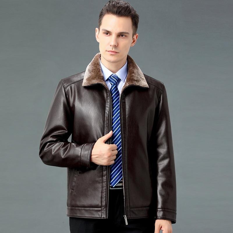 

Куртка из натуральной кожи для мужской осенне-зимней одежды, плюшевая и утолщенная мужская куртка из овечьей кожи для папы M