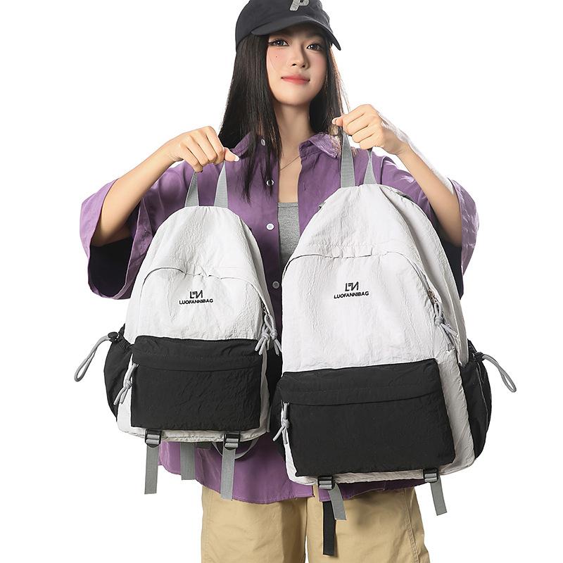 

New Contrast Color Lightweight Backpack Casual Versatile Travel Camping Hiking Backpack College Student Fashion School Bag Small
