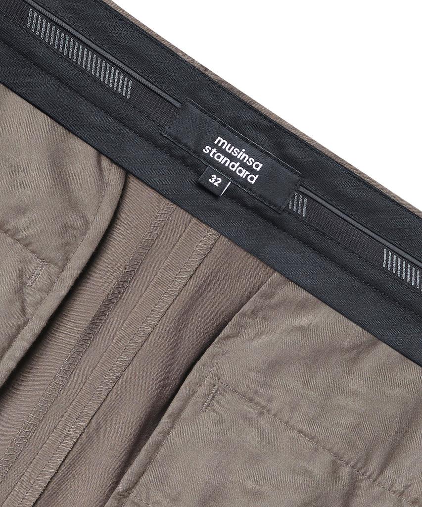 Musinsa Standard Lightweight Tapered Hidden Elastic Waist Length Slacks [Dusty Beige]
