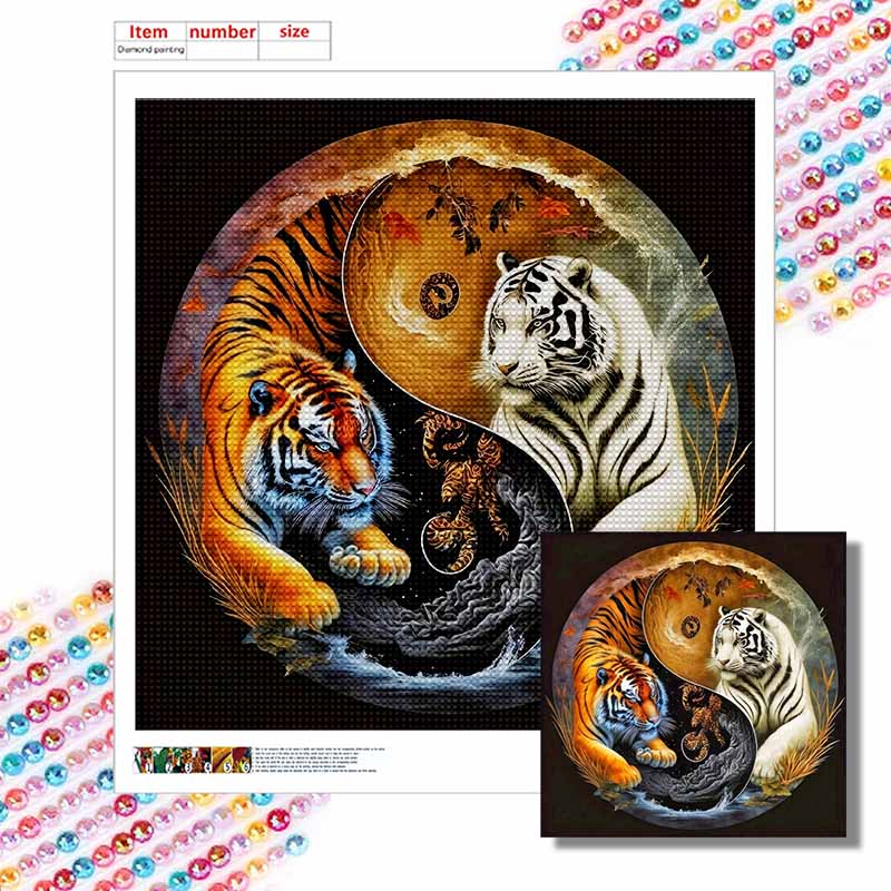 New Arrival 5D DIY Full Circle Diamond Painting "Tai Chi Tiger Picture" Embroidery Cross Stitch Home Decor Gift