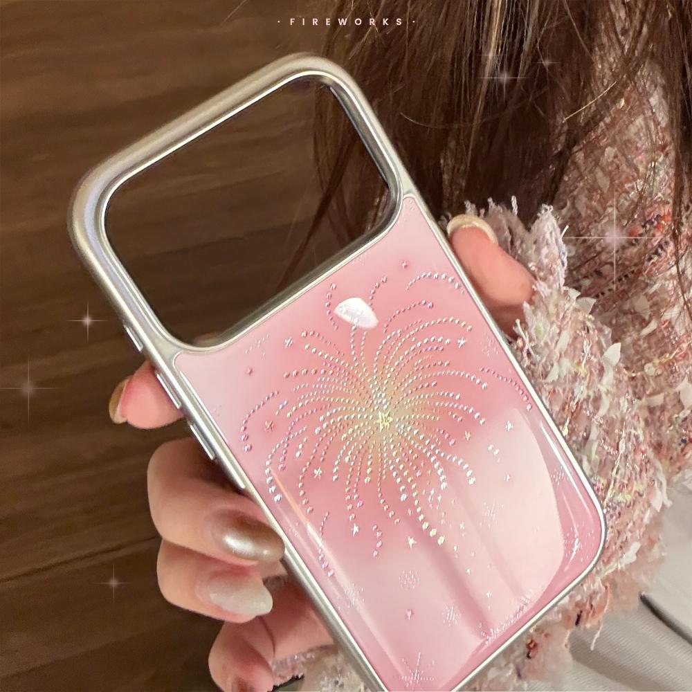 Pink Firework IPhone 17 Pro Max Apple 16 Phone Case, 15-inch Gold-plated, New Year's Atmosphere High-Quality Protective Case