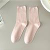 Female Summer Thin Simple Pure Color Loose Mouth Boneless Breathable Moon In The Tube Stack Socks