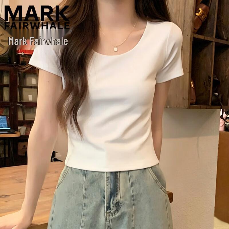 MARK FAIRWHALE Women s U-Neck Slim Fit Short Sleeve T-Shirt 2XL