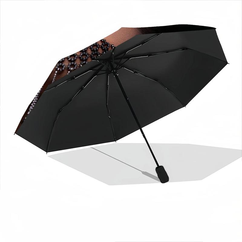1pc Ayliva Exquisite Poster Art Umbrella Portable Folding Umbrella Iron Frame Hole Bone Structure Outdoor Home Umbrella