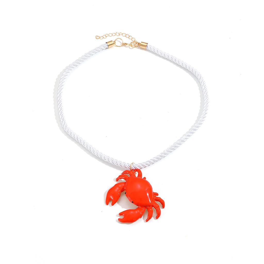 2026 Summer New Beach Ocean Element Pendant Color Spray Paint Crab Necklace Women's Clavicle Chain