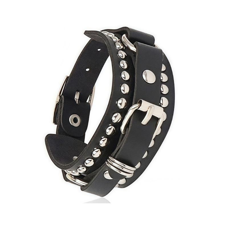 9Pcs Punk Rock Wide Cuff Bracelets Multi Layer Leather With Metal Studs Adjustable Unisex For Daily Wear