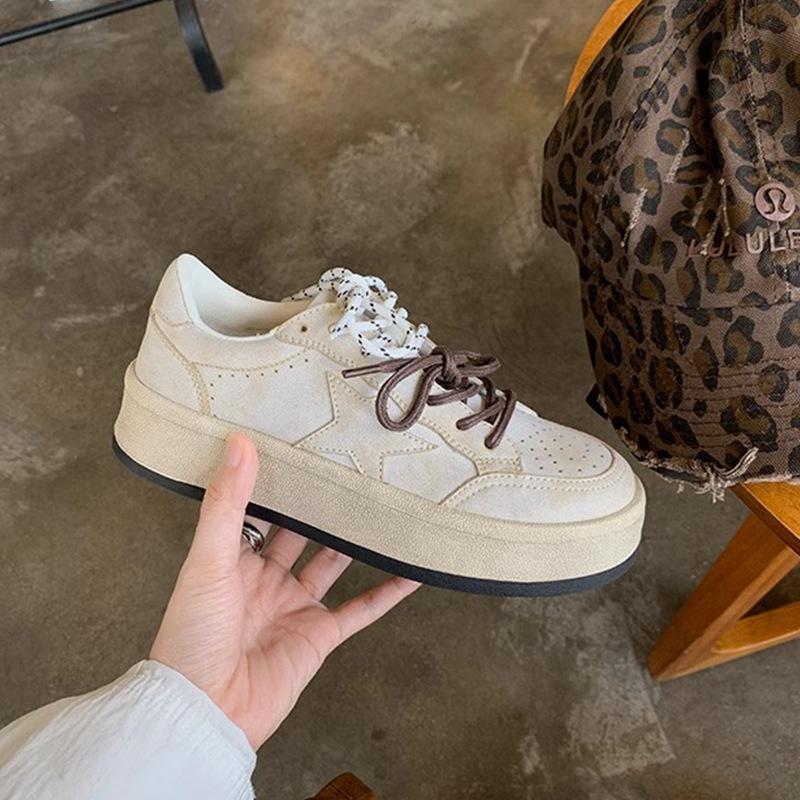 Grape mother, the same style, star retro old pair of shoelaces, small dirty shoes, versatile thick soles to increase height, casual dirty shoes,