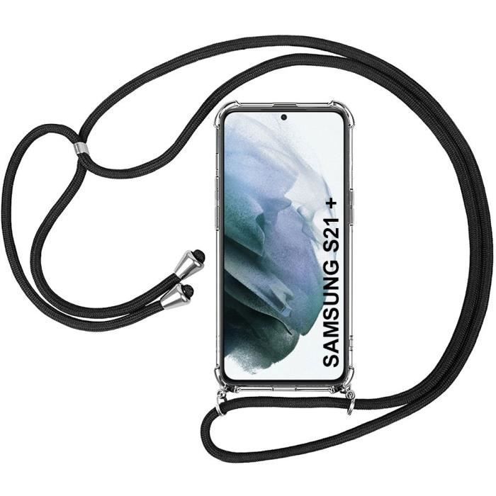 Coque de Protection - PROSHOP - Samsung Galaxy S21 Plus - Transparent-Noir - AntiChoc - Bandoulière