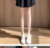 2024 New Black High-Waisted Pleated Wide-Leg Shorts - Slimming, Casual, Slit Design