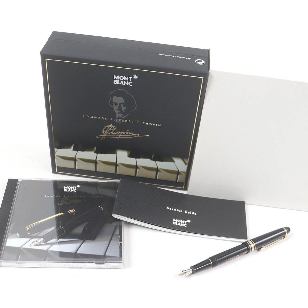 Great MONTBLANC fountain pen Meisterstck 145 Pix Classic Chopin Black gold 14K mens Used
