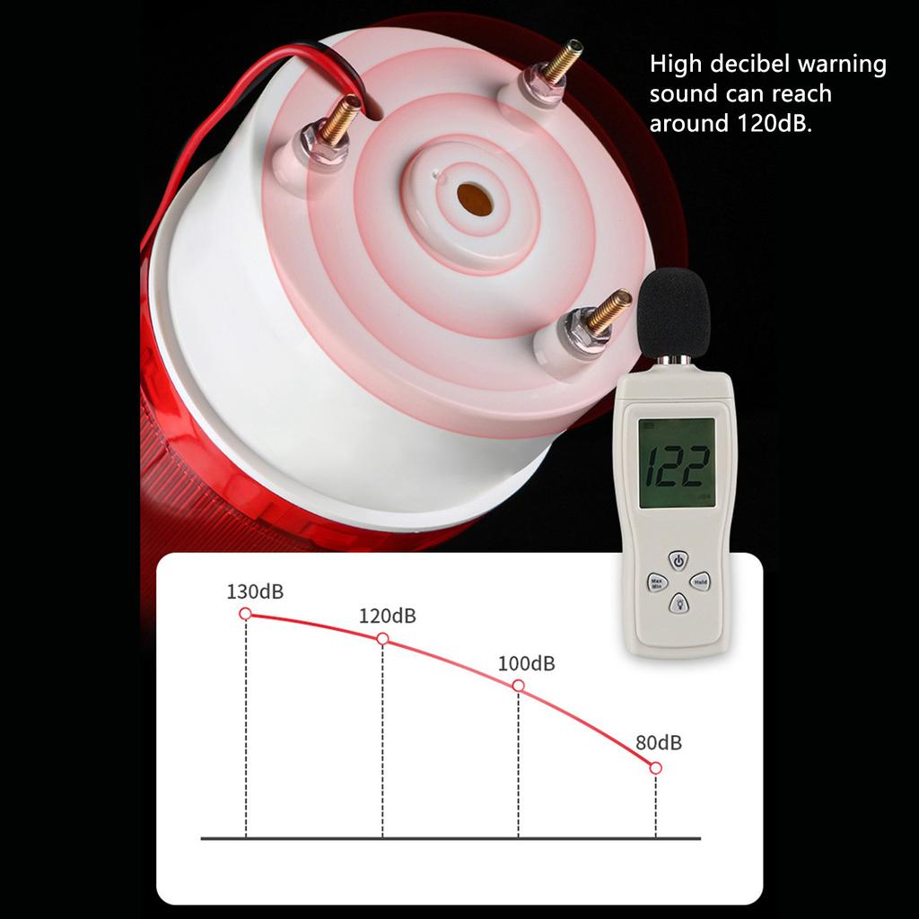 Industrial LED Rotating Strobe Beacon Light Electrical Revolving Signal Light Silent Alarm for Emergency Warning Red 12V
