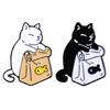 Cute Enamel Pins for Jackets Backpack Shirt Kitten Brooch DIY Craft Black White