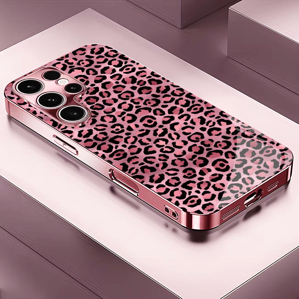 Lady leopard print Madam pink Glass PhoneCase for Samsung Galaxy S26 S25 S24 S23 S22 S21 FE Ultra Plus Dropresistant Female