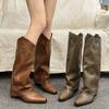 Rivet High Trouser Boots Women's 2025 New Spring and Autumn Thick Heel Western Cowboy Boots Knight Boots Small Women's Boots