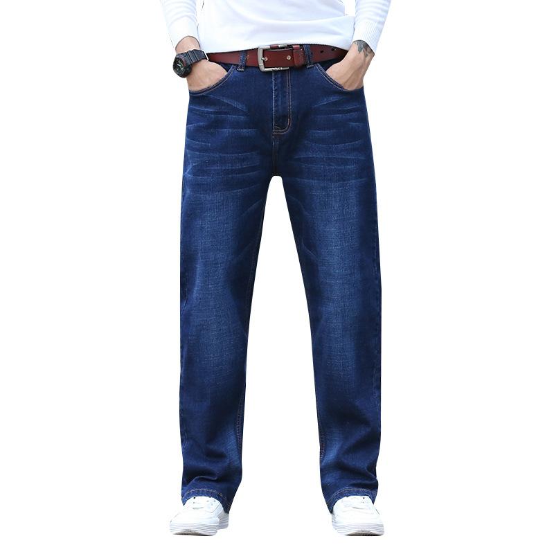 Summer High-Waisted Straight-Leg Jeans for Men Loose-Fit Lightweight Stretch Wide-Leg Jeans in Plus Sizes