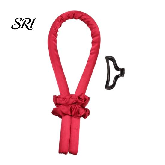 Lazy Curls Maker No Heat Hair Curling Rod Headband with 2 Scrunchies Claw Clip Overnight Sleeping Breathable Silk Ribbon Curler Women Long Roller