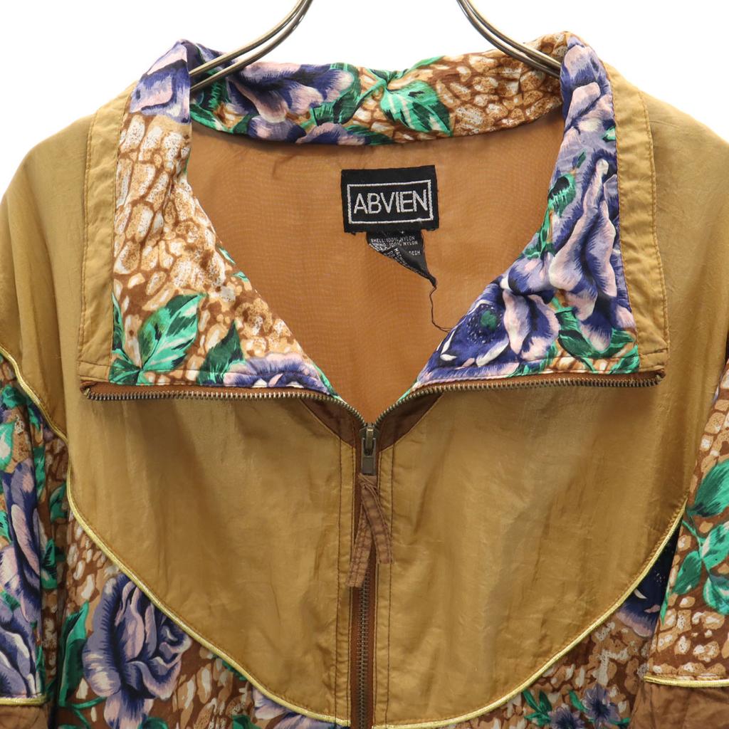 ABVIEN 90s Old Floral Nylon Jacket XL Brown Women Used