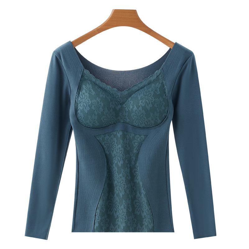 Women's Double-Sided German Velvet Thermal Top: Seamless, Thickened, Self-Heating, Chest-Padded, Warm Long-Sleeve Shirt for Autumn