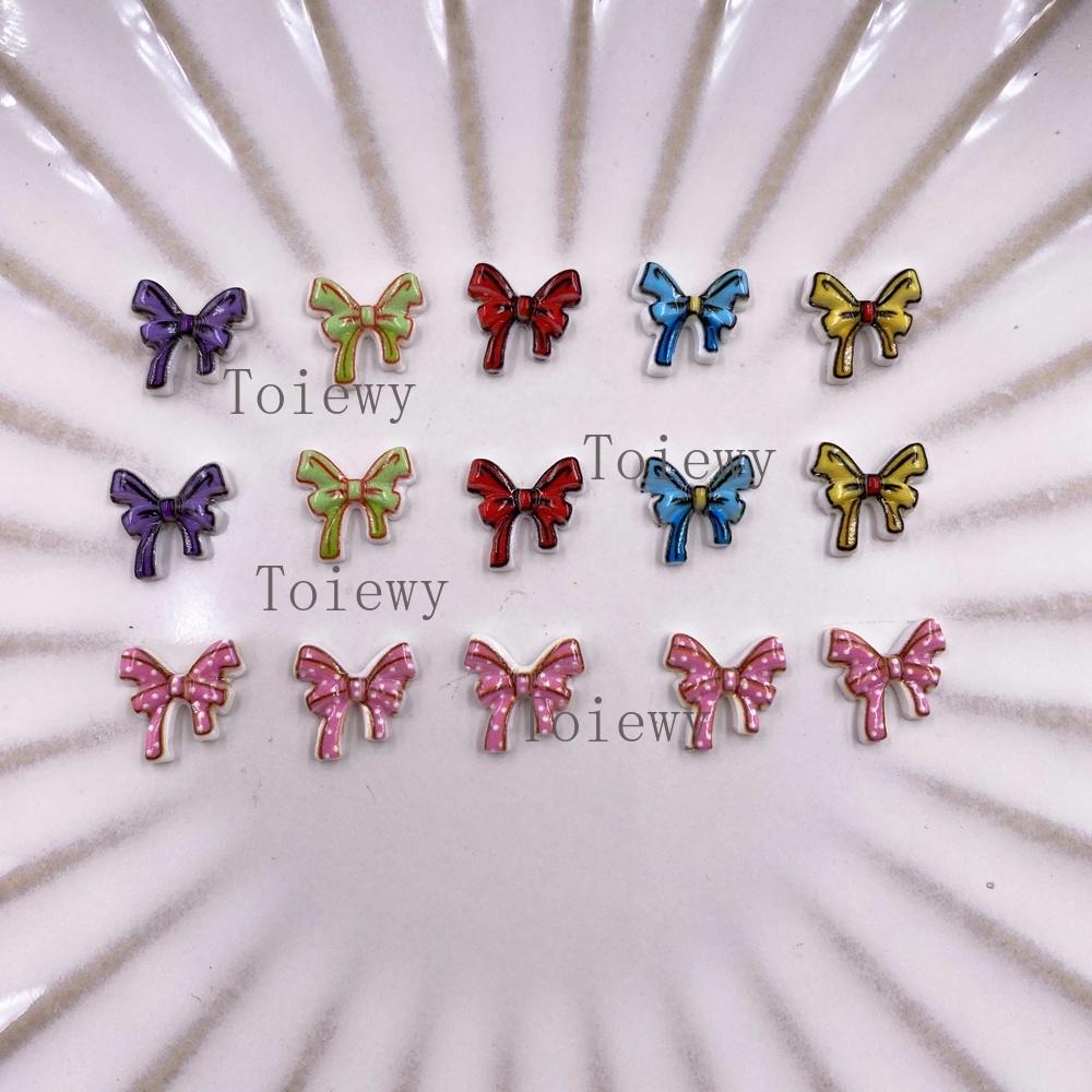 50PCS 10mm Mixed Resin Colorful Mini Kawaii Manga Bowknot Flat back Rhinestone DIY Wedding Nail Art Applique Crafts Accessories