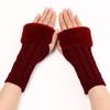 Twist Turned Short Furry Gloves New Style Women's Autumn and Winter Knitted Arm Covers with Exposed Half Finger Woolen Warm Sleeves