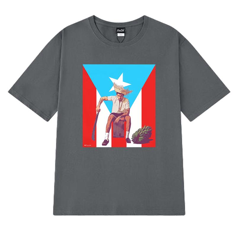 2025 New Bad Bunny Puerto Rico Flag Graphic Short Sleeve T-shirts Men Women Fashion Y2k T Shirt Unisex 100% Cotton Clothing Tops