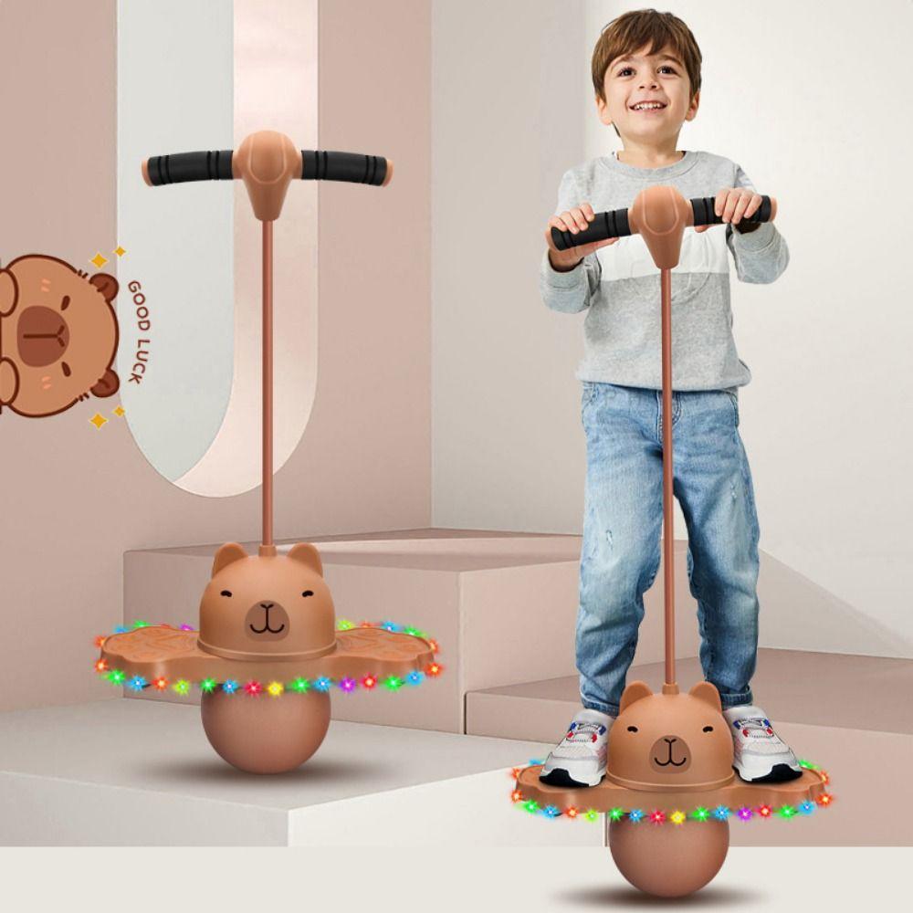 Thicken Capibara Jumping Ball Toys Increase High Inflatable Outdoor Bouncing Ball Light Up Adjustable Grip Kids' Bouncy Ball