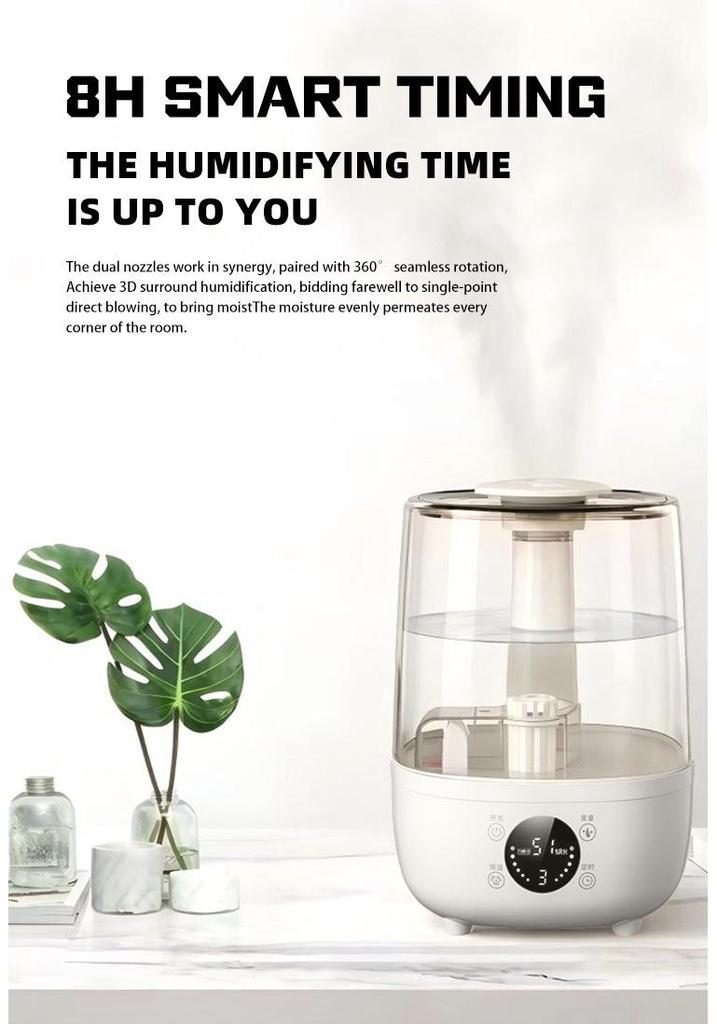 4L Large Capacity Smart Humidifier with Aromatherapy, High Mist Output for Indoor Air, Compact Mini Desktop Design