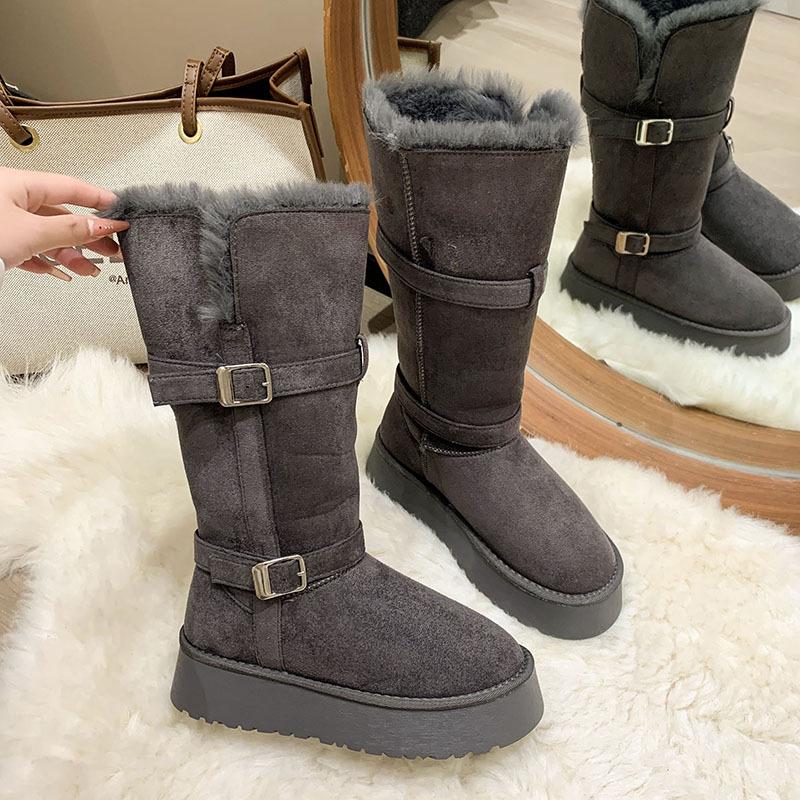Northeast Harbin Long Tube Gray Snow Boots Women's 2025 New Winter Thick-soled Piled Thickened High Tube Cotton Shoes