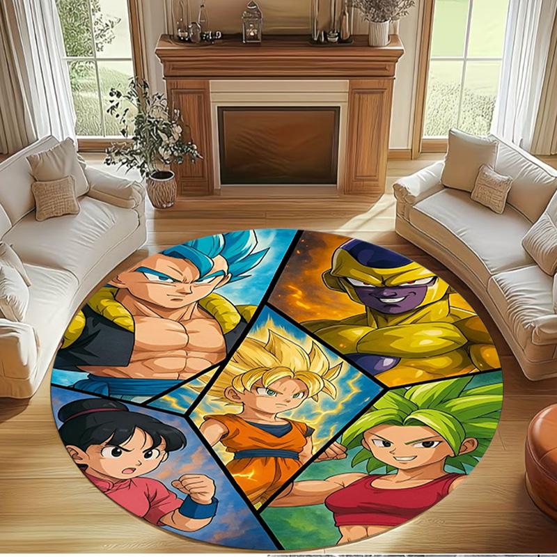 Dragon Ball Print Round Rug, Washable Floor Carpet, For Entryway Dorm Laundry Room Office Study, Home Decor Birthday Christmas Gift
