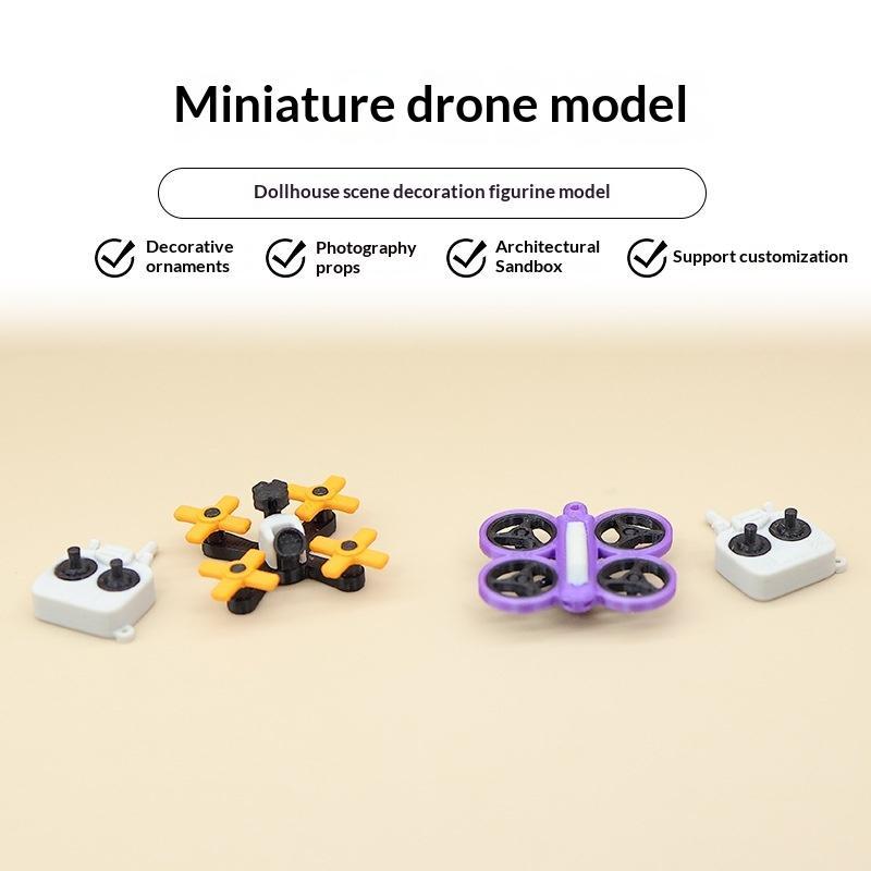 1:12 Dollhouse Mini Drone UAV Aircraft Accessory Fake Model With Remote Control Scene Prop Miniature Home Decor Decoration